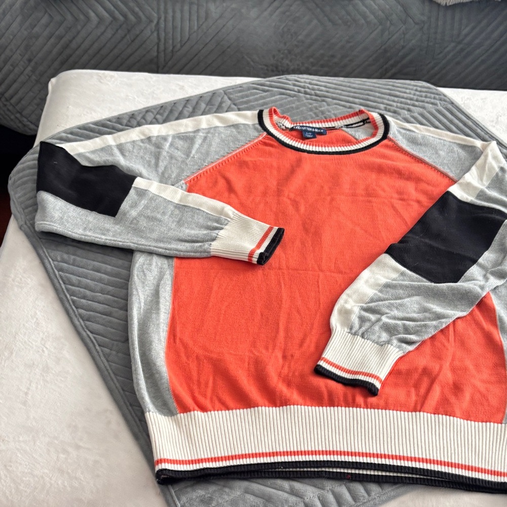 Cutter & Buck Orange, Black, and Gray Crewneck Sweater